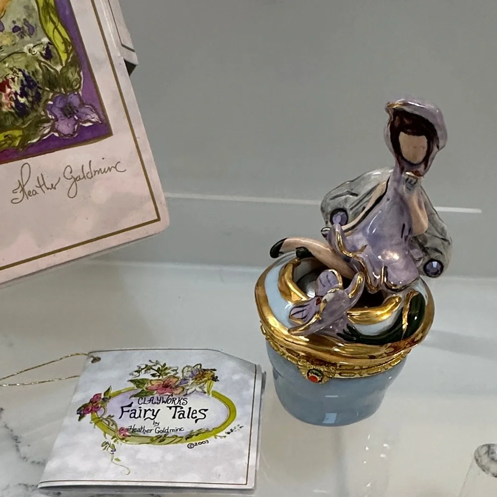 Clayworks 2003 Fairy Tales by Heather Goldminc Periwinkle Fairy trinket box Y2K - Picture 1 of 16